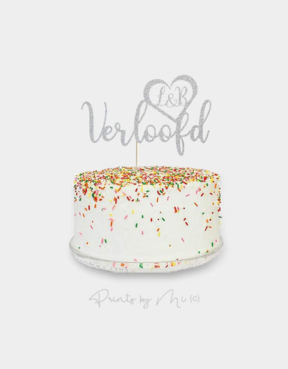 Cake Topper Verloving met Initialen freeshipping - Prints by Mi